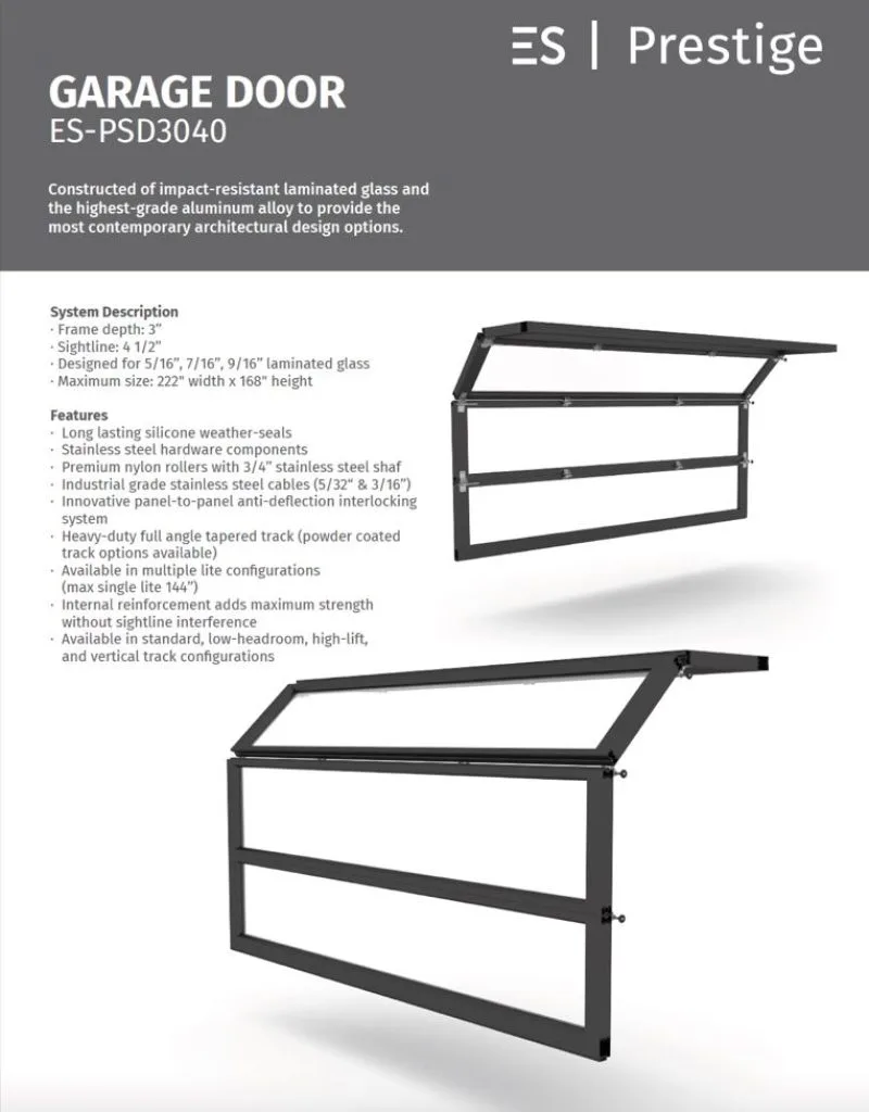 ESWindows ES-PGD3040 Garage Door Brochure